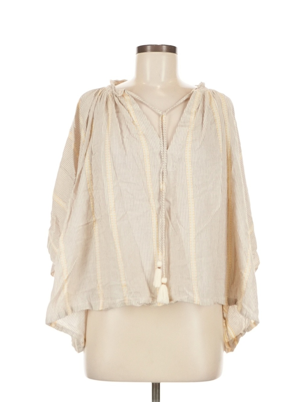 Vanessa Bruno Striped ivory & brown Flowy Bat Wing Blouse